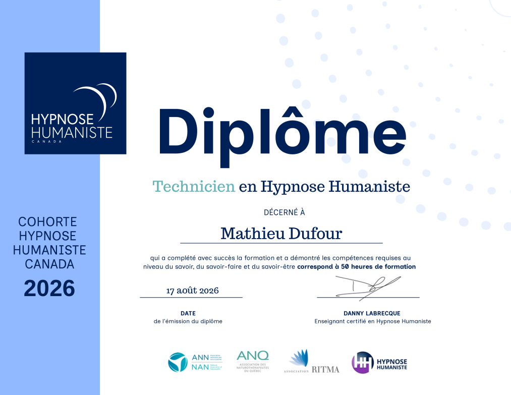 Technicien en hypnose humaniste Mathieu Dufour